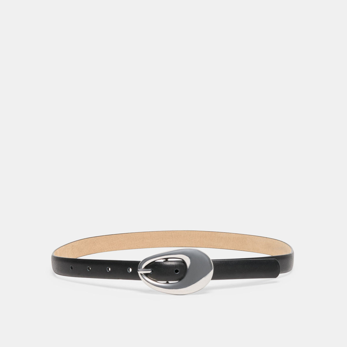 Organic Oval Black Silver Buckle Belt | Dolce Vita