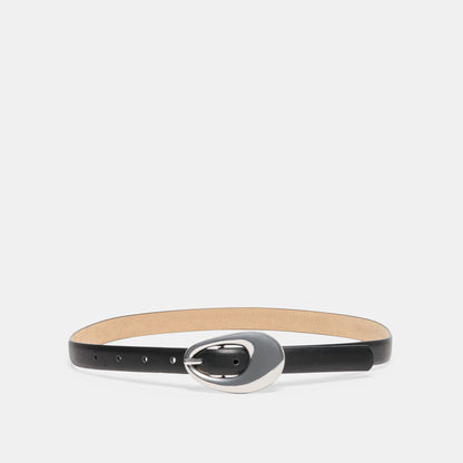 Organic Oval Black Silver Buckle Belt | Dolce Vita