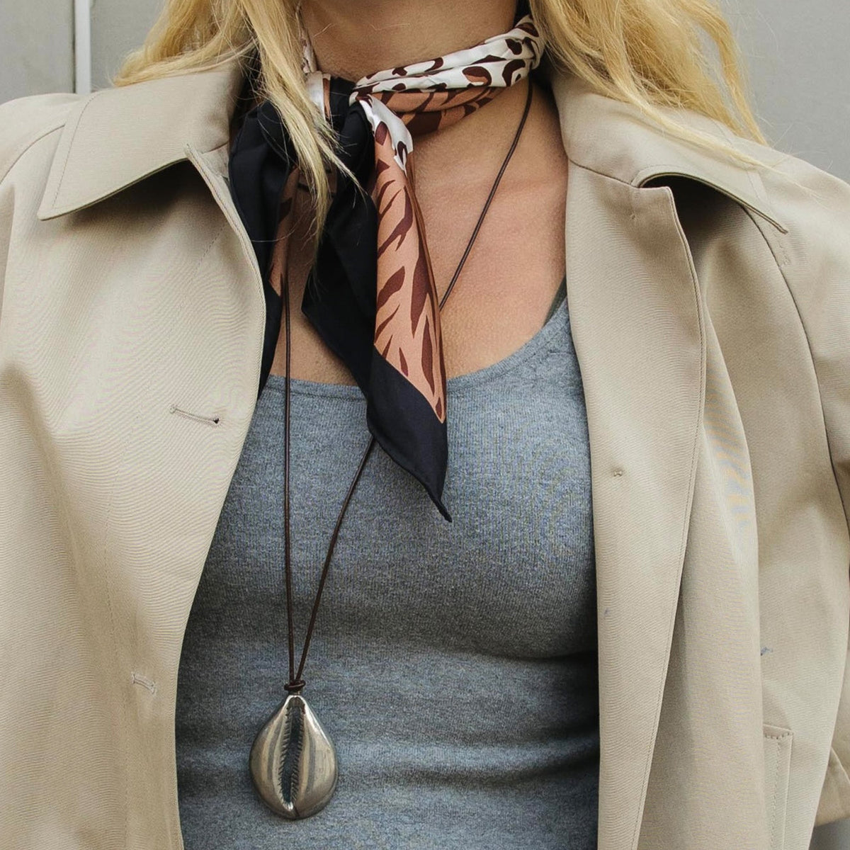 Animal Print Brown Multi Silk Scarf | Dolce Vita