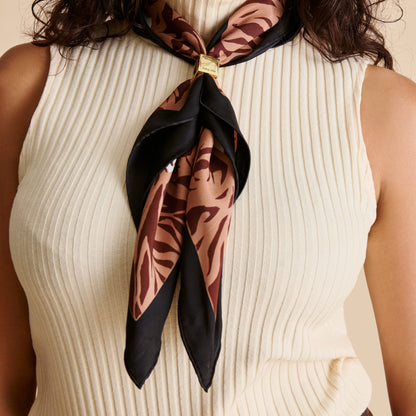 Animal Print Brown Multi Silk Scarf | Dolce Vita
