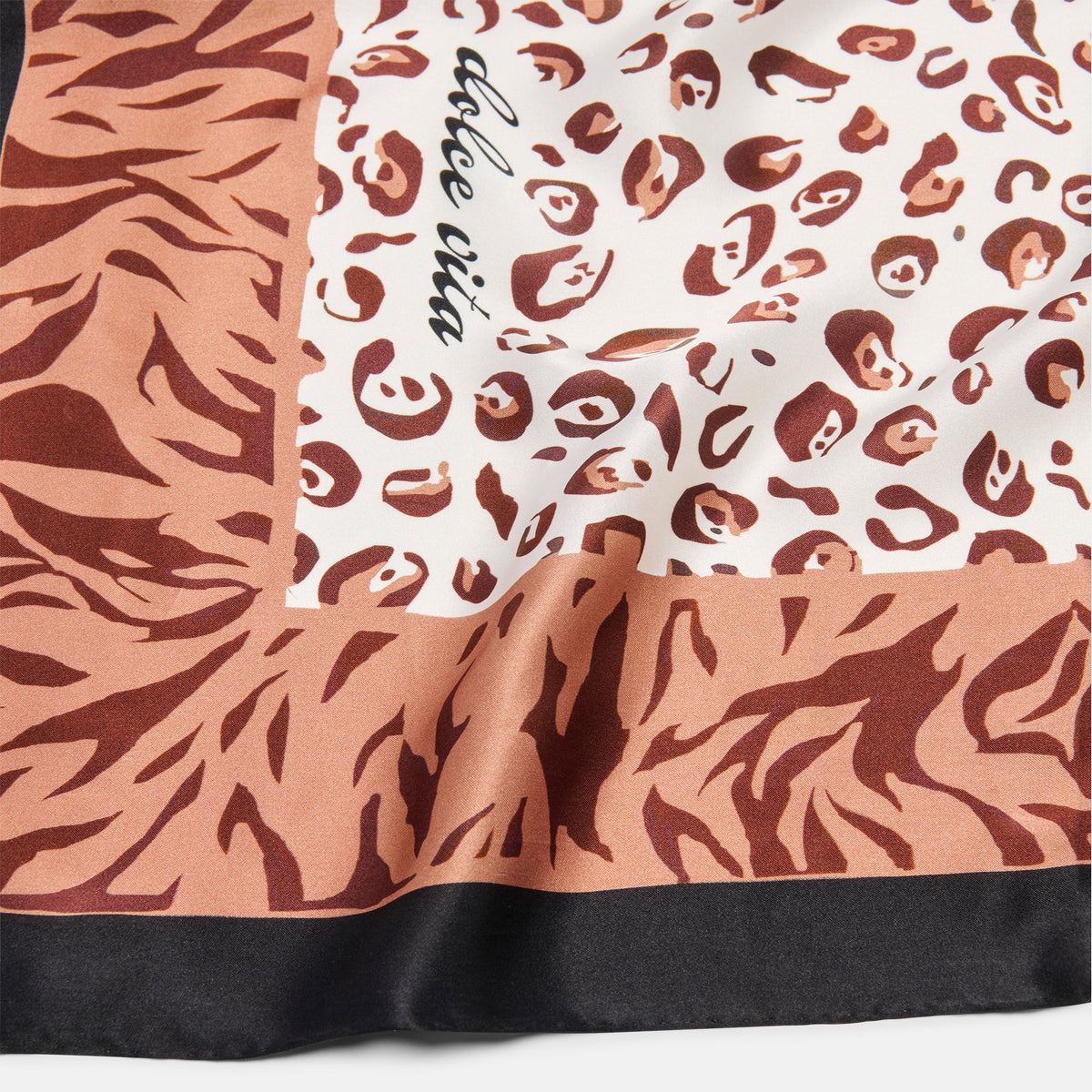 Animal Print Brown Multi Silk Scarf | Dolce Vita