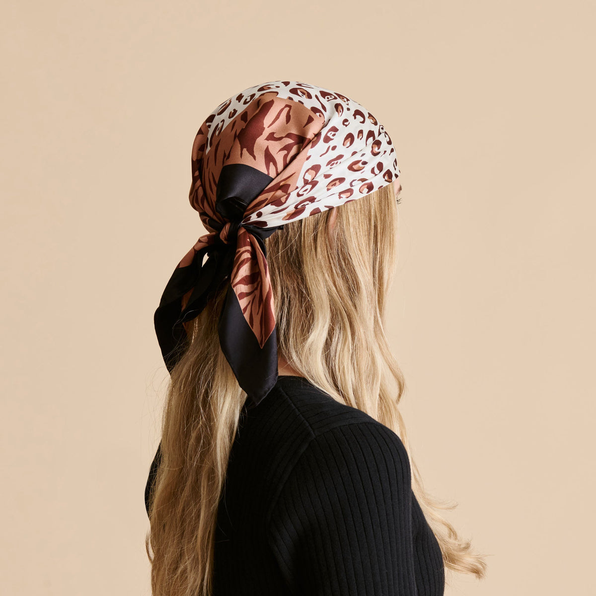 Animal Print Brown Multi Silk Scarf | Dolce Vita