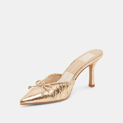 KAIRI HEELS GOLD DISTRESSED LEATHER | Dolce Vita