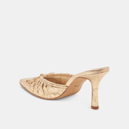 KAIRI HEELS GOLD DISTRESSED LEATHER | Dolce Vita