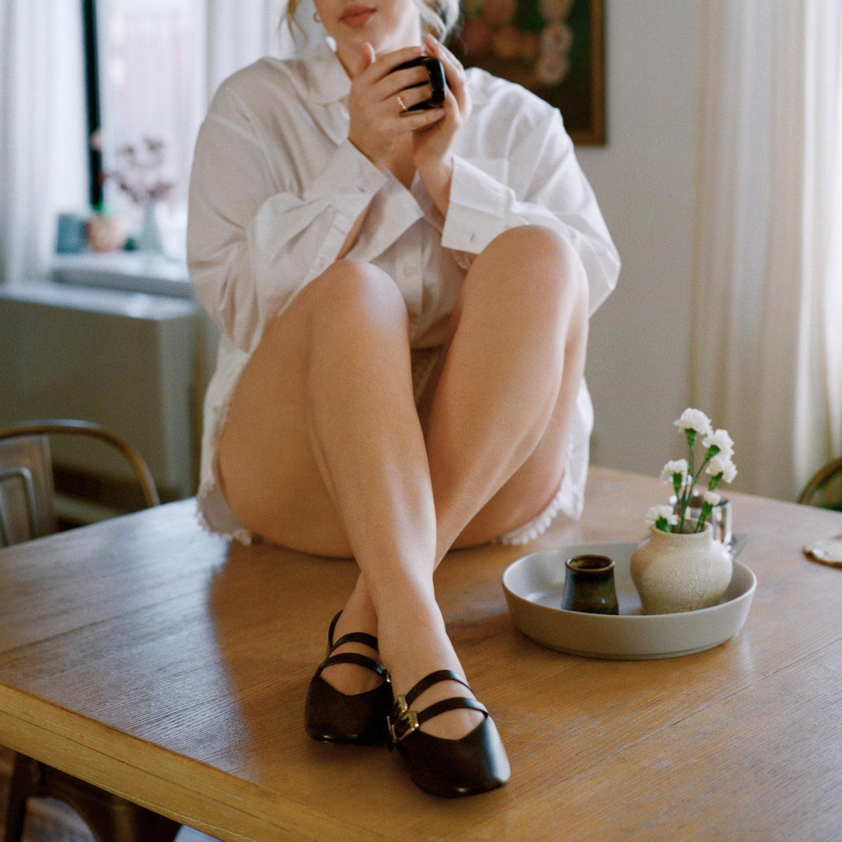BAYLEE BALLET FLATS BLACK LEATHER | Dolce Vita