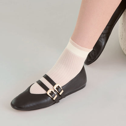 BAYLEE BALLET FLATS BLACK LEATHER | Dolce Vita