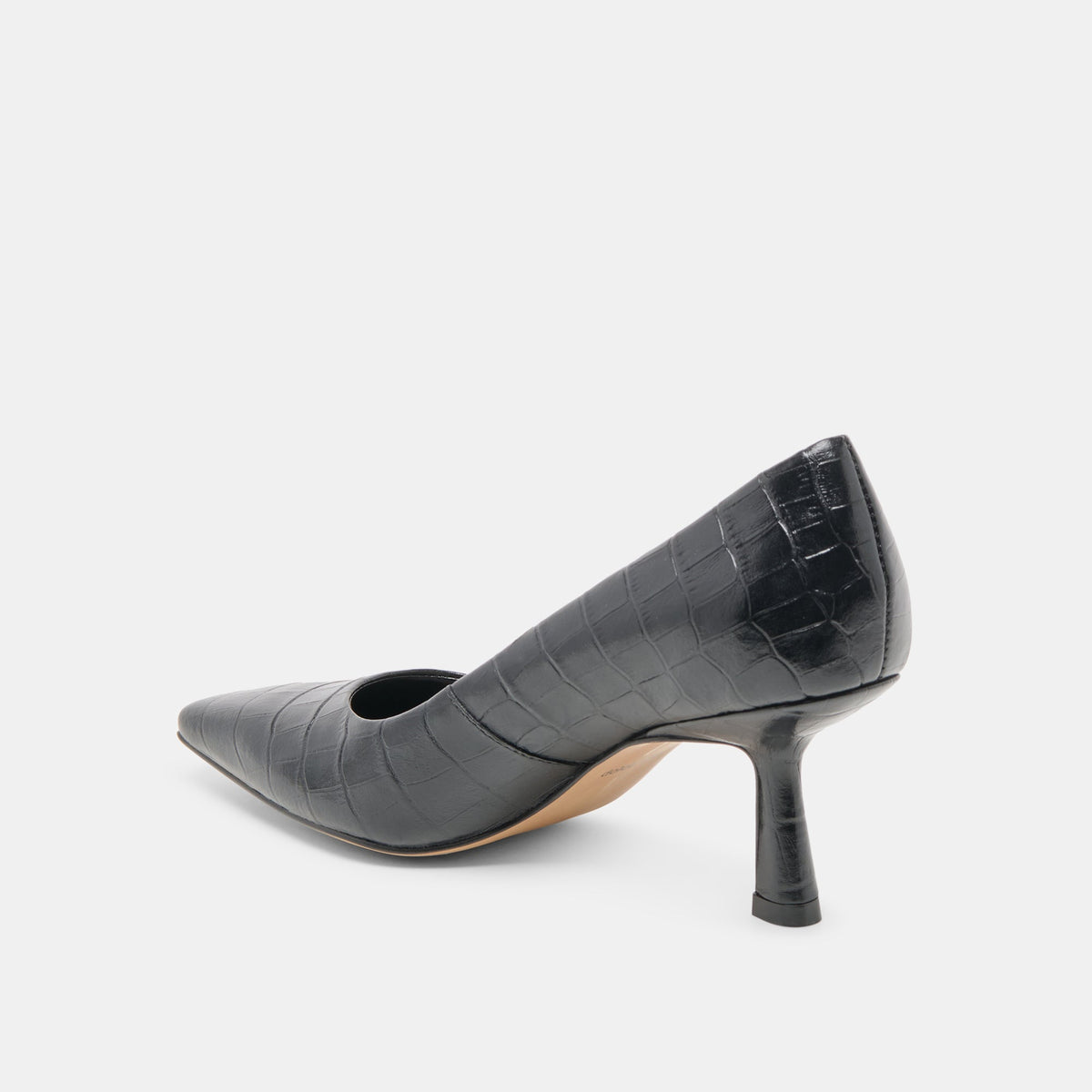 Briona Noir Croco Embossed Leather Heels | Dolce Vita